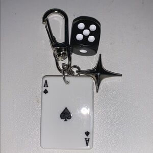 Playing Card purse/bag charm keychain with dice